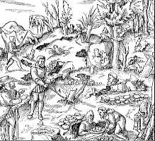 Ricerca della vena in un'antica stampa